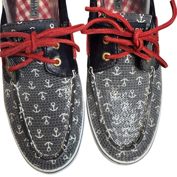 Sperry Sequin Anchor Boat Shoes Women’s 10M – Nautical Preppy Coastal Style - Picture 4 of 8